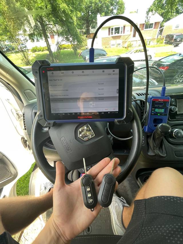 Key being programmed for a Dodge Ram ProMaster van