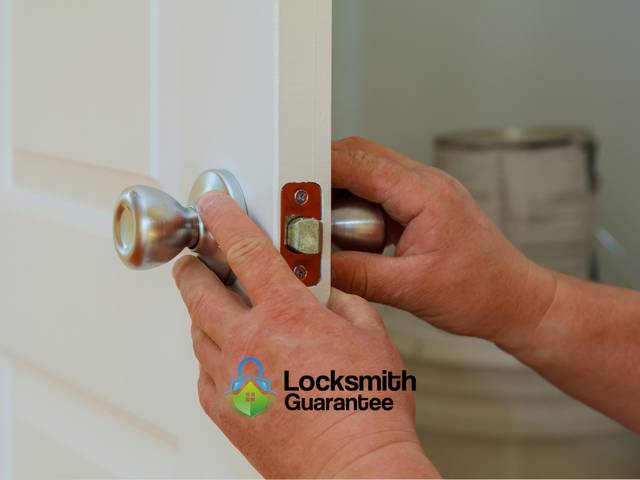Latch assembly slid into the edge of a door before the knob goes on