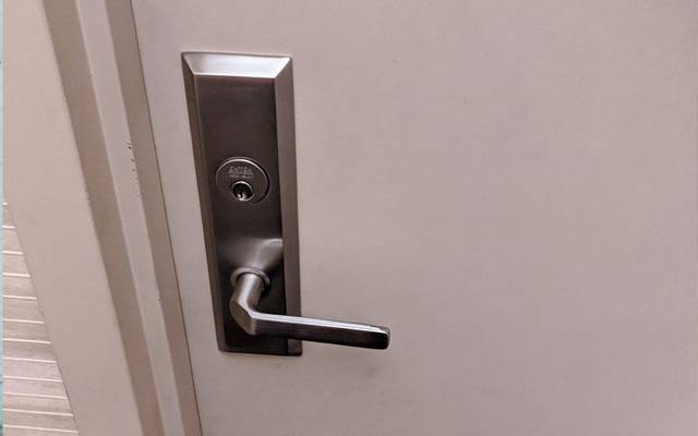 Emtek mortise lever set fitted to a house door