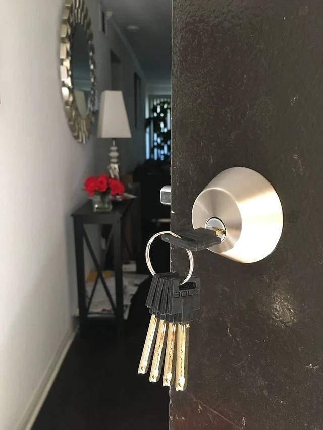 High-security deadbolt fitted to a residential entrance
