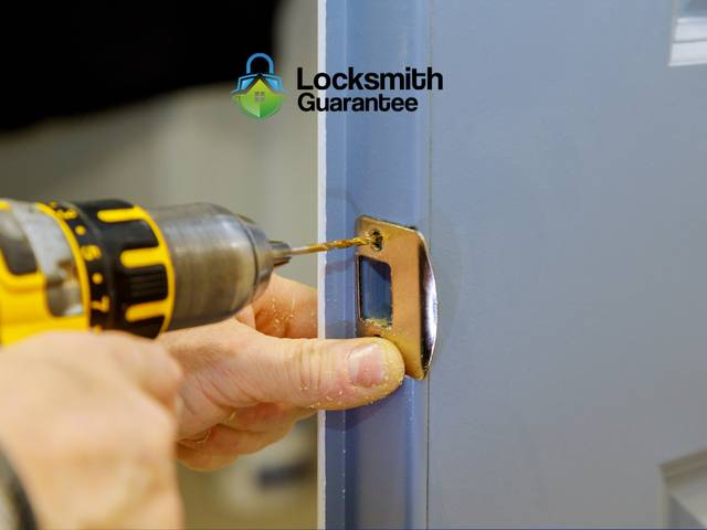Lock taken apart on a house door for repair
