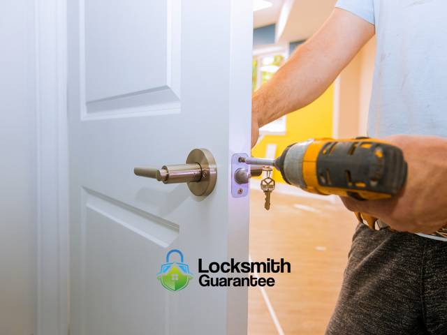 Recess being cut for a latch plate in a door edge