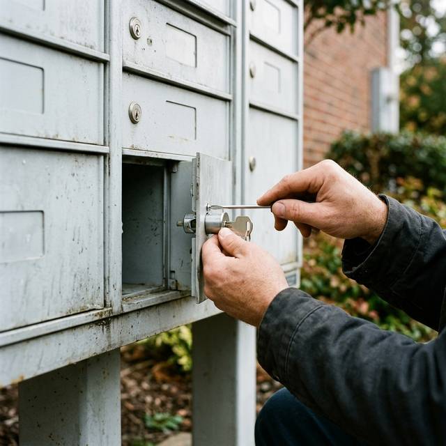 Cluster mailbox door open while its cam lock is replaced