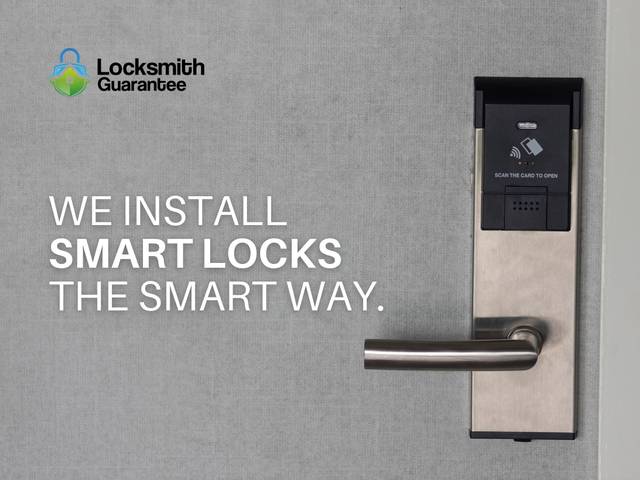 Keycard reader lock fitted to a door