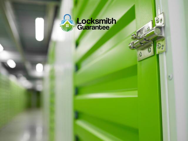Padlock on a storage unit being opened