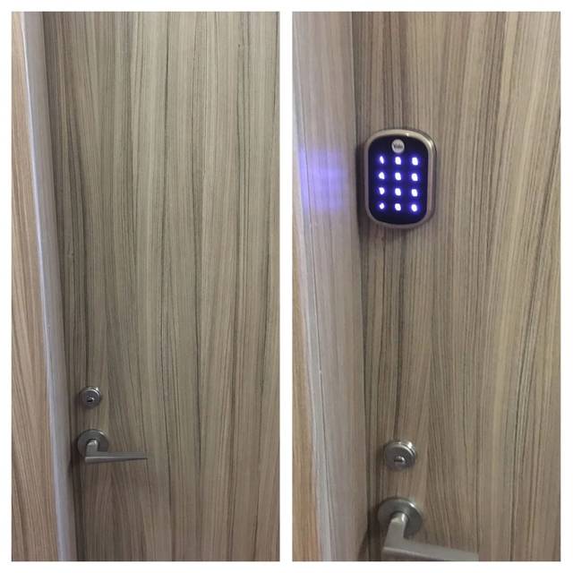 Yale touchscreen deadbolt fitted and powered up